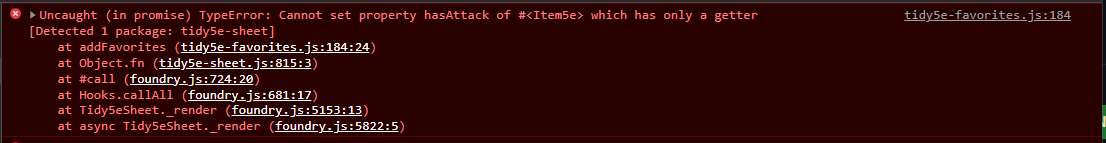 Errors in log when trying to add favorite · Issue #632 · sdenec/tidy5e ...