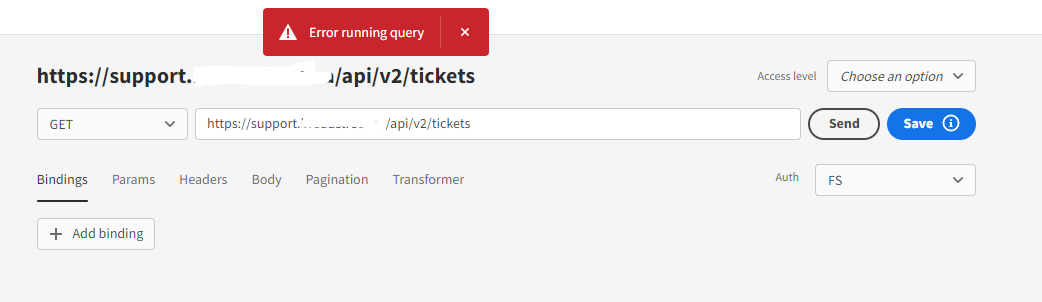Attempting to use a REST API results in "Error running query ...