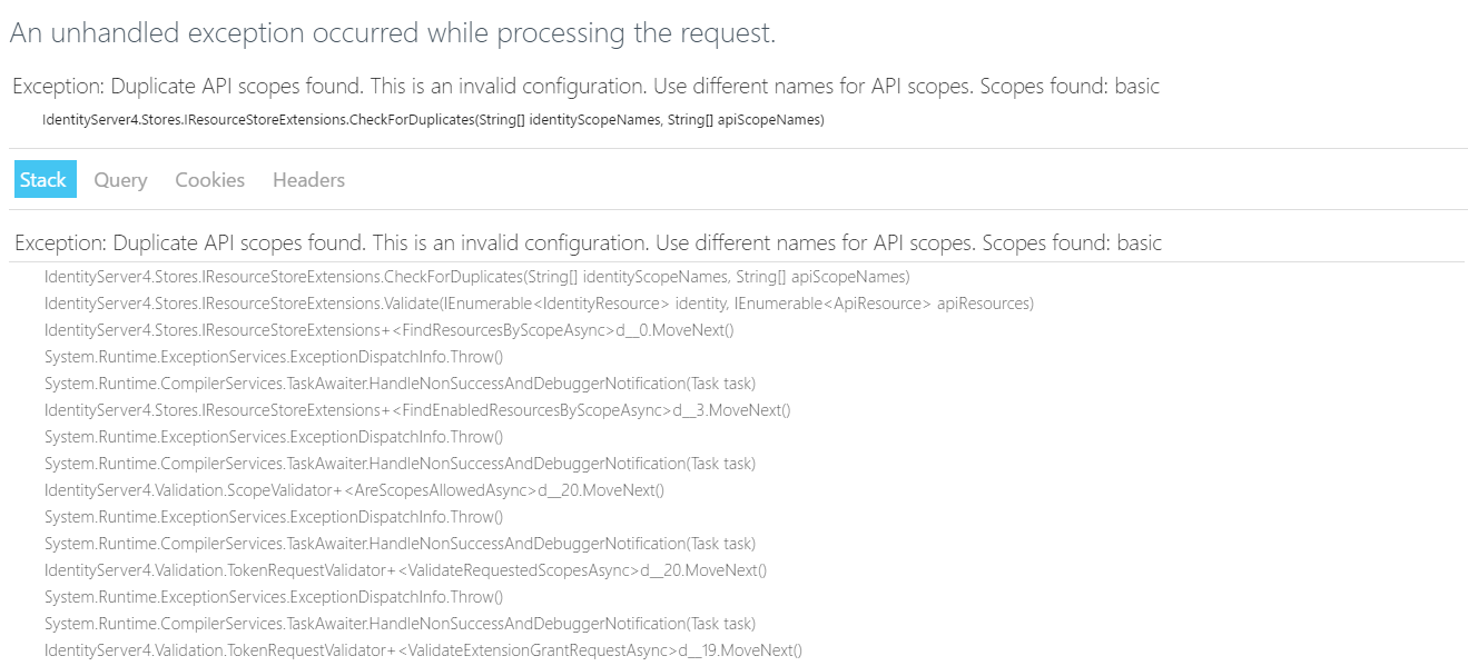 Exception: Duplicate API scopes found · Issue #2248 · DuendeArchive ...