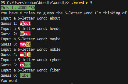 GitHub - sohankancherla/Wordle: The popular Wordle game recreated using C
