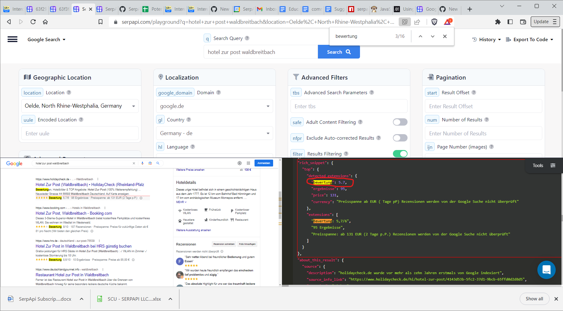 [Google Search API] Some key names are in different languages depending ...