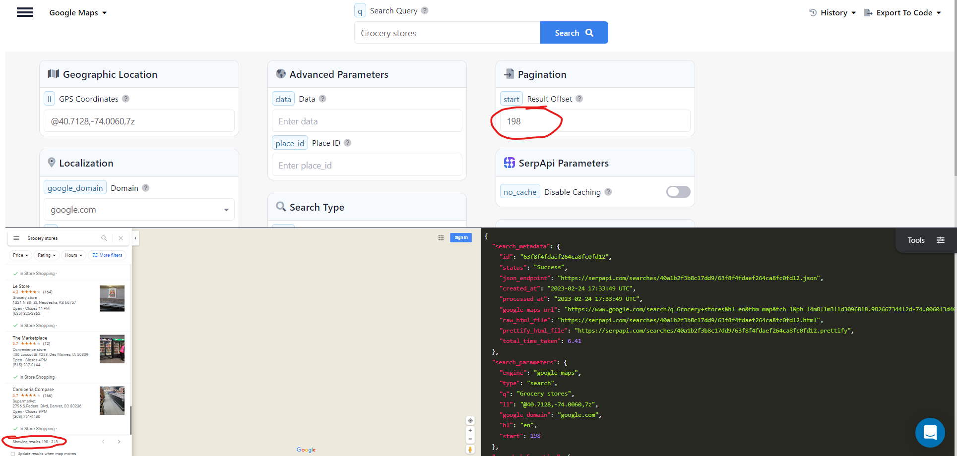 [Google Maps API] Last Page of Results only Shown with Exact Start ...