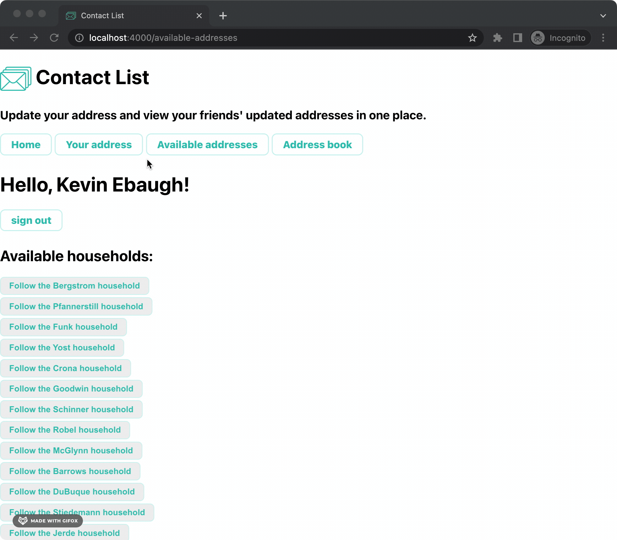 GitHub - kevinebaugh/yourcontactlist