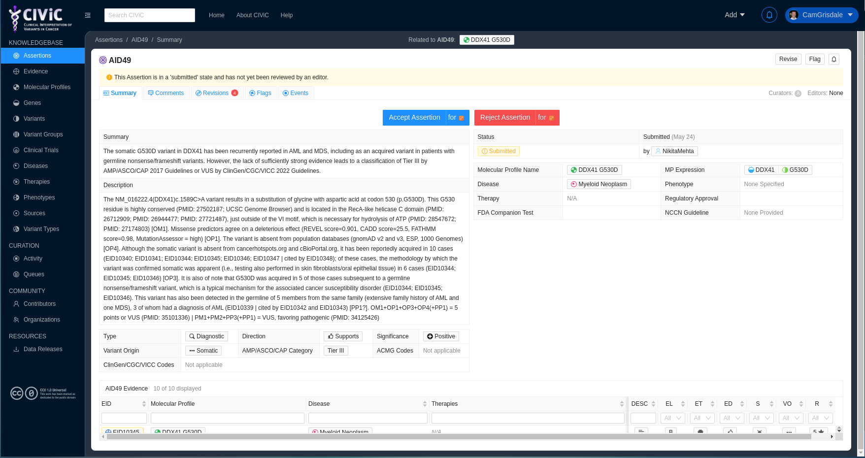 Assertion summary page cutting off evidence grid · Issue 749