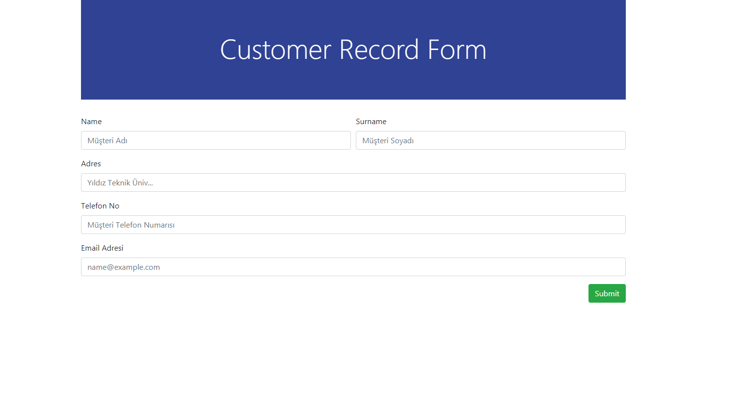 customer record page