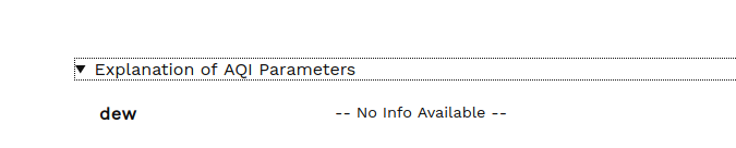 screenshot of no-earth-b website that shows dew information is not available