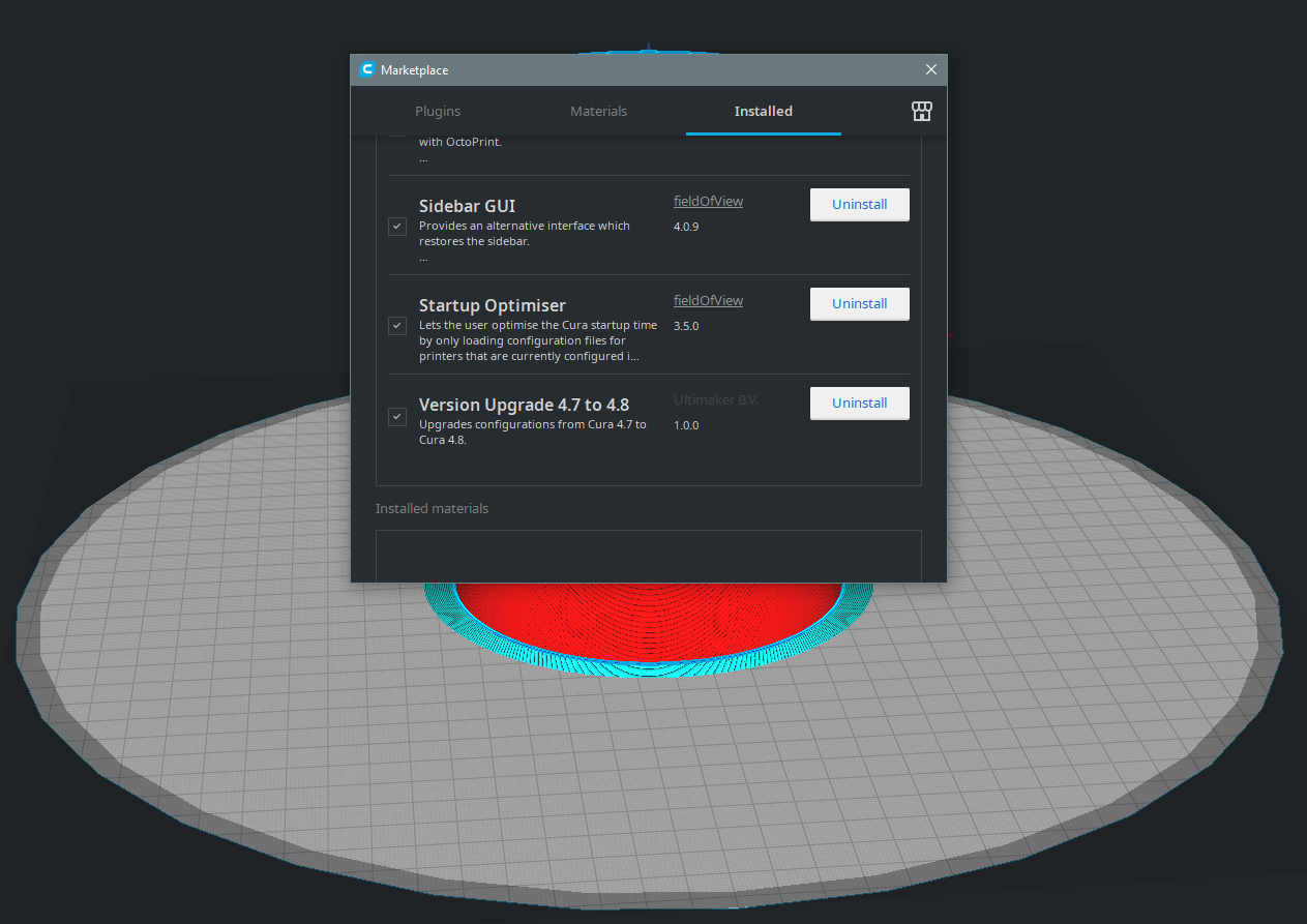 Cura 4.8Beta SideBar GUI plugin installed but not working · Issue