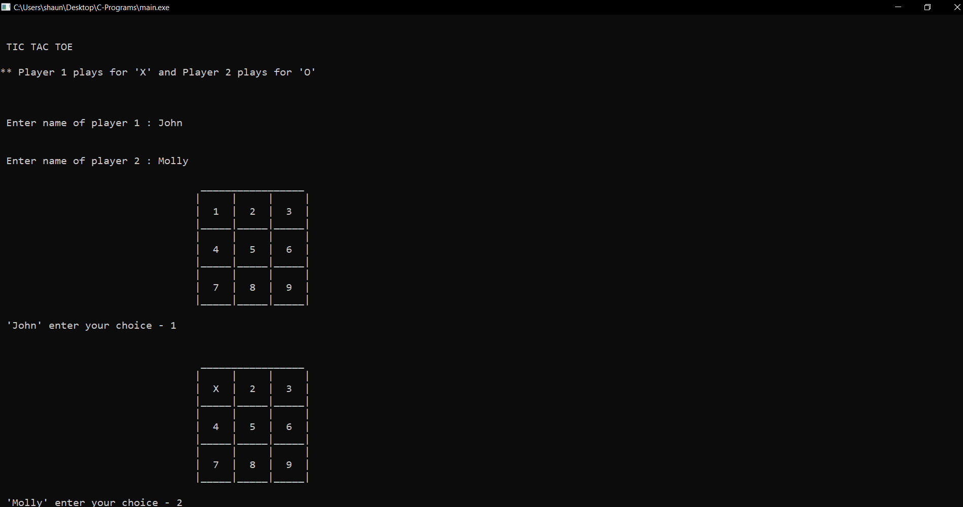 GitHub - shaunak14k/Tic-Tac-Toe-Game: Tic tac toe developed using C (no ...