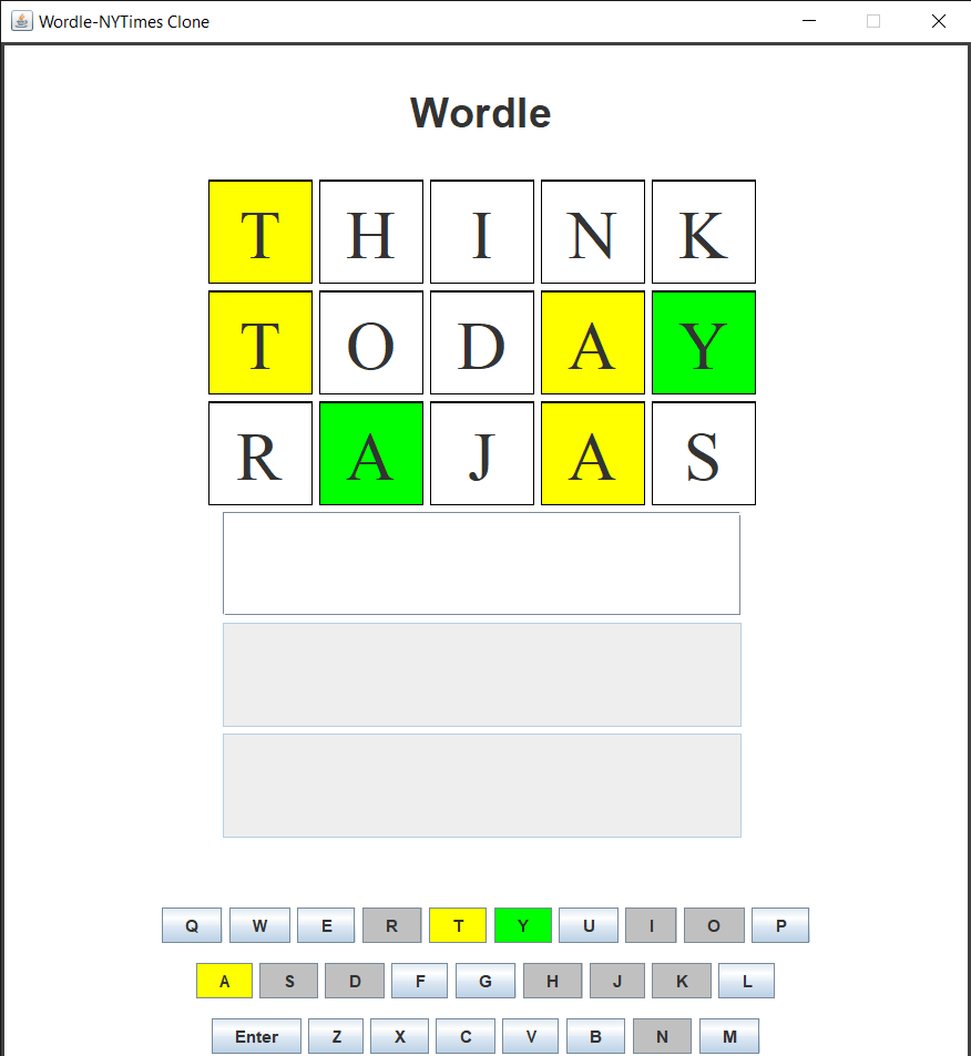 GitHub - shaunak14k/Wordle-Java: Wordle game (NYTimes) made using java ...