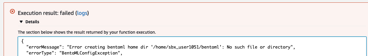 AWS Lambda Deployment: Internal Server Error: No module named BentoML ...