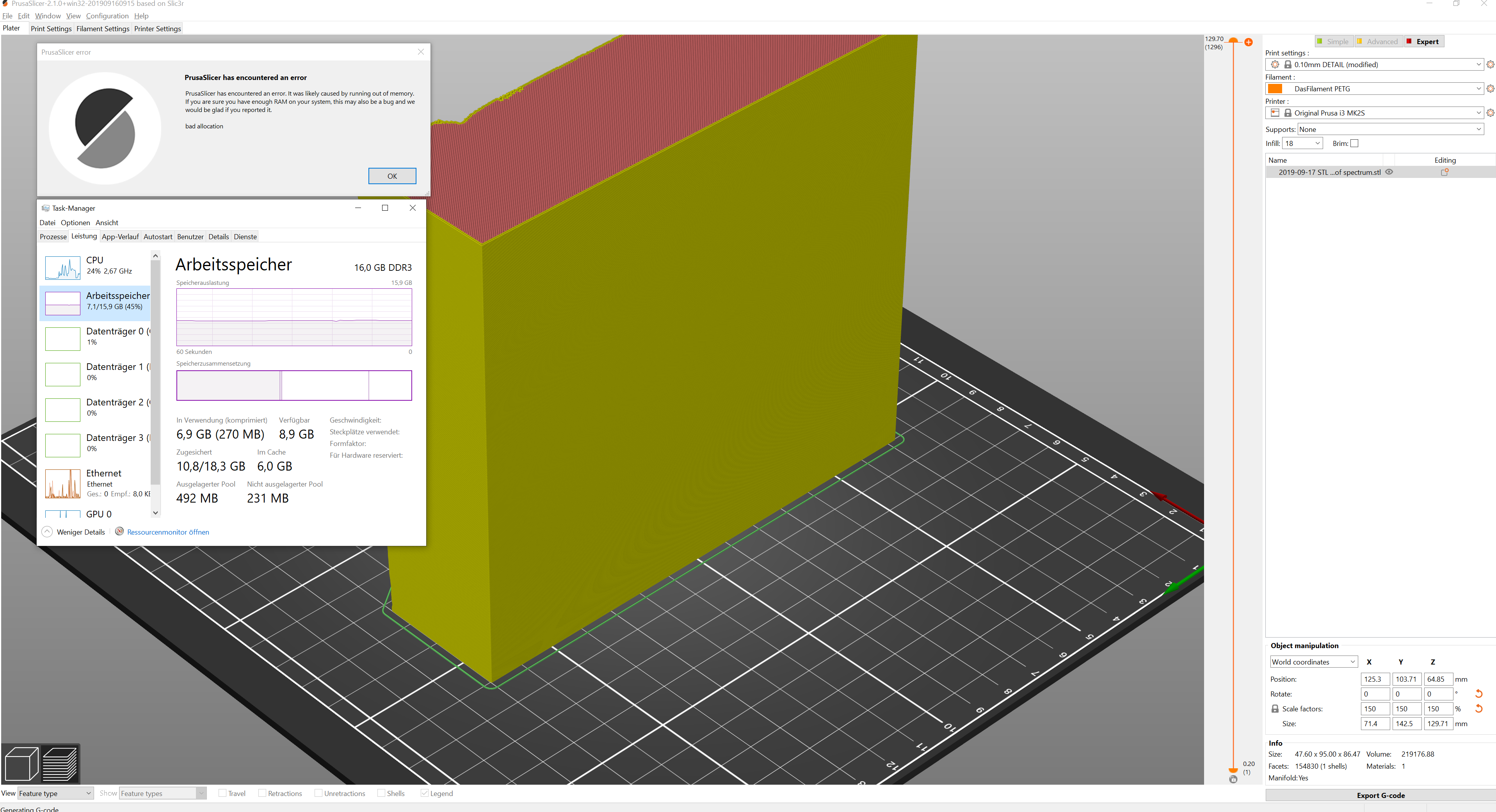 Crash while slicing due to out of RAM · Issue #2941 · prusa3d ...