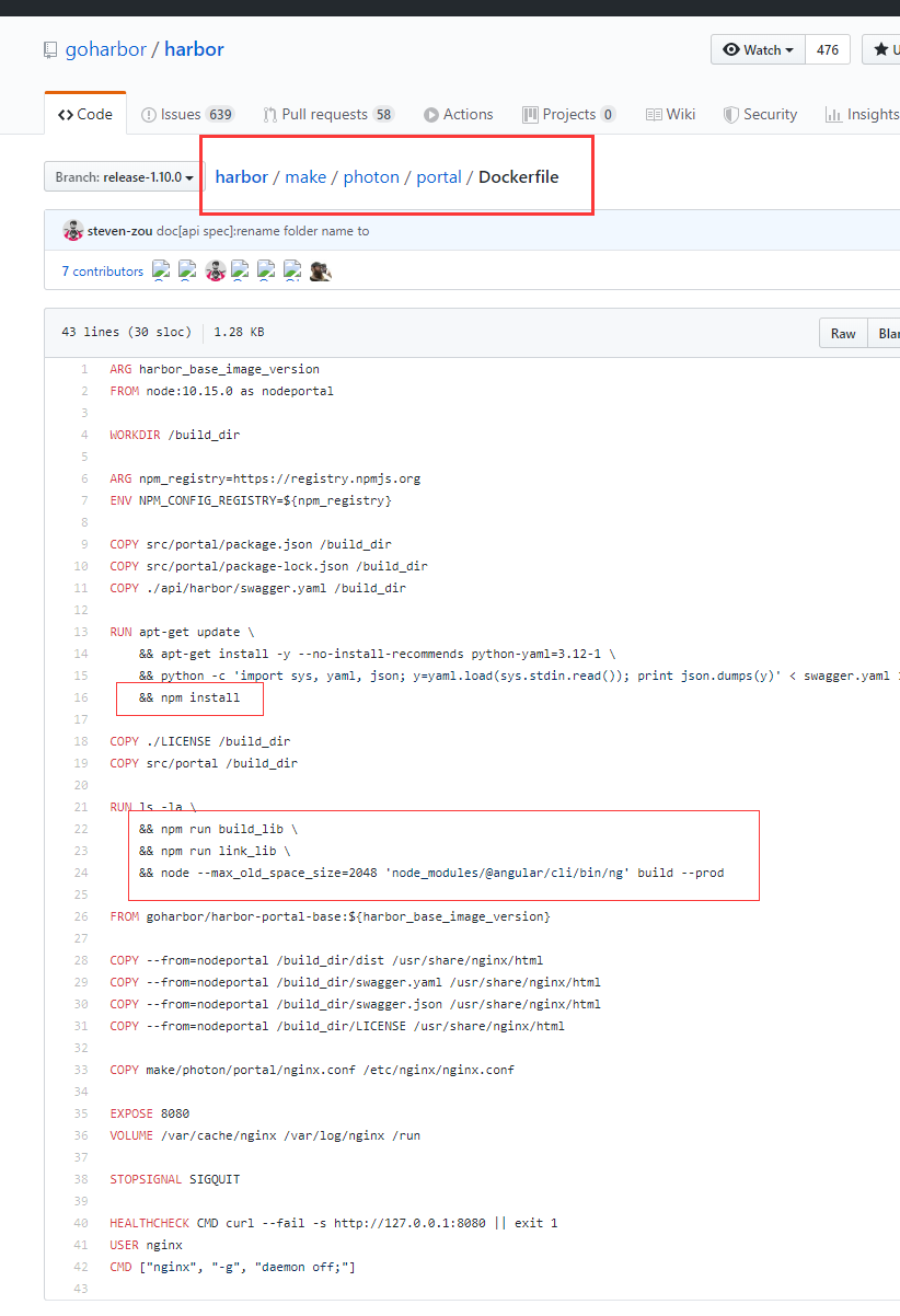 portal container build failed by harbor-1.10.2 source code · Issue ...