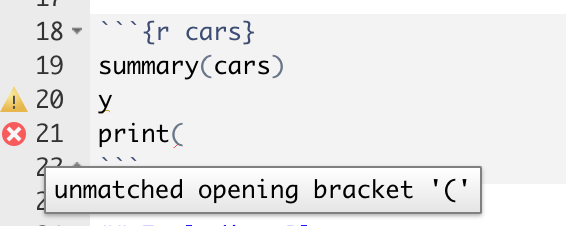 Diagnostic information showing up at the time of R Markdown instead of ...
