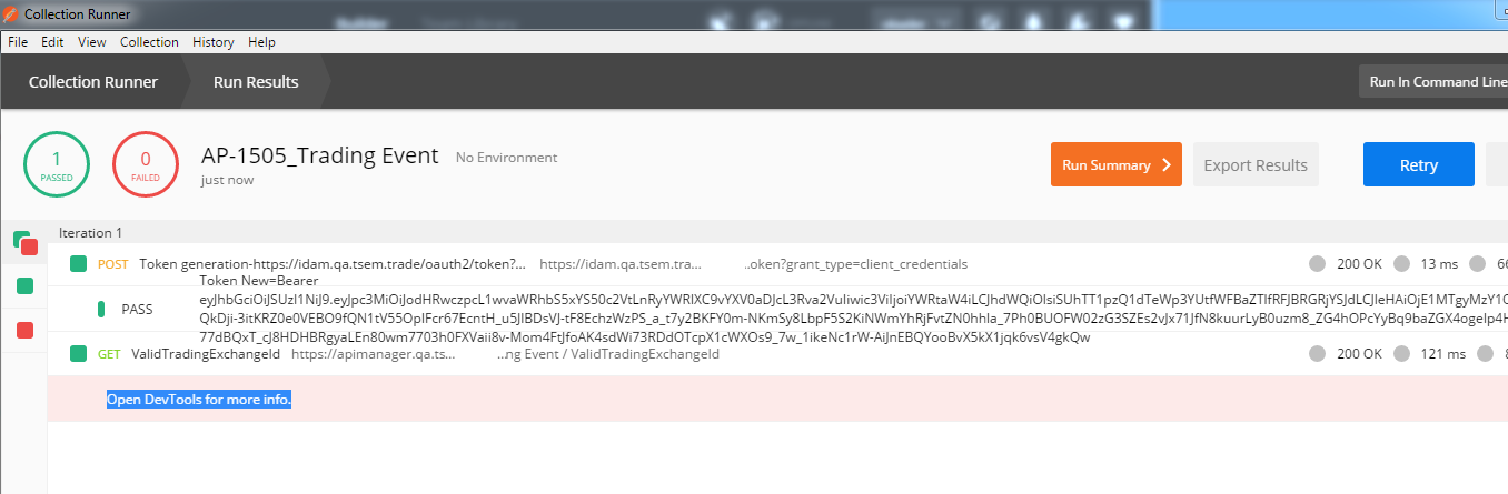 Can not run the entire collection with Runner, get error message ...