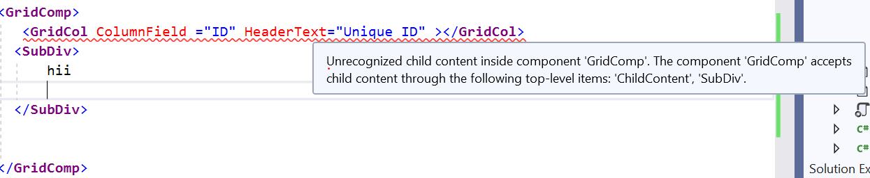Unrecognized child content inside component 'GridComp'. The component ...