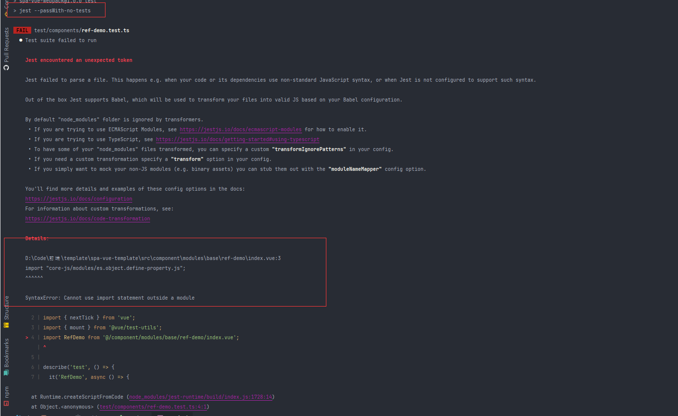 Cannot Use Import Statement Outside A Module · Issue #461 · Vuejs/Vue-Jest  · Github