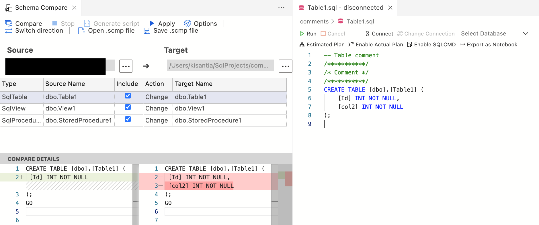 Applying schema compare changes on Stored Procedure objects causes ...