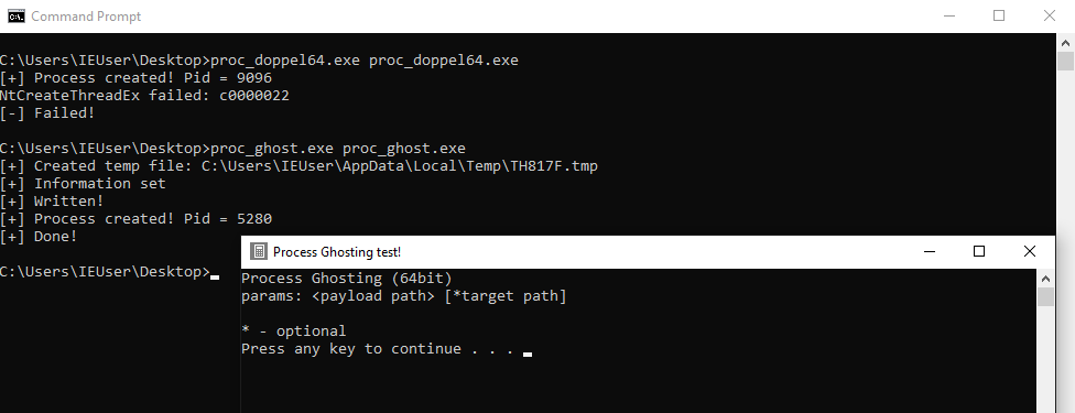 NtCreateThreadEx fails with status 0xc0000022 (ACCESS DENIED