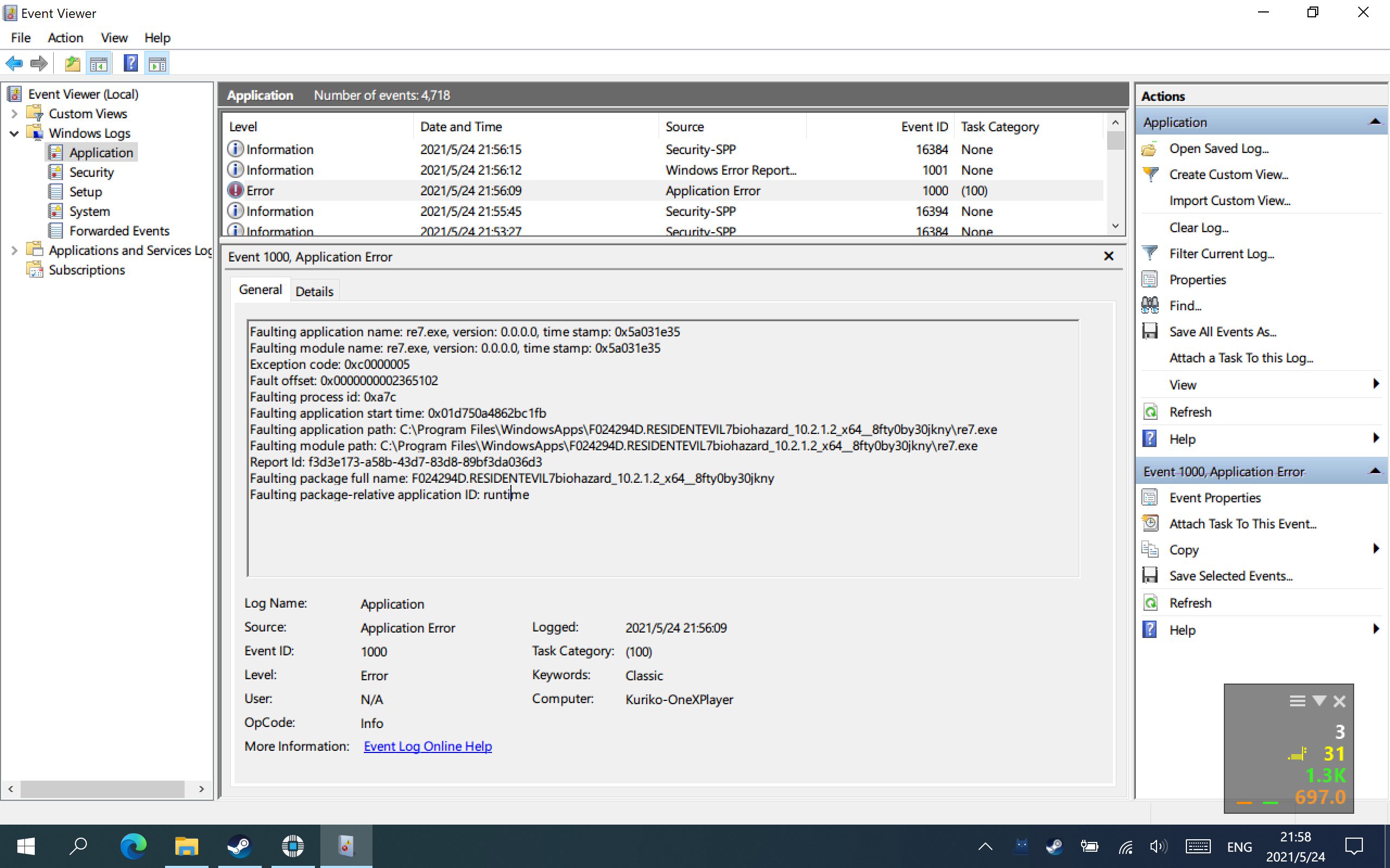 [Crash, FIXED] Resident Evil 7 Windows Store Version · Issue 54