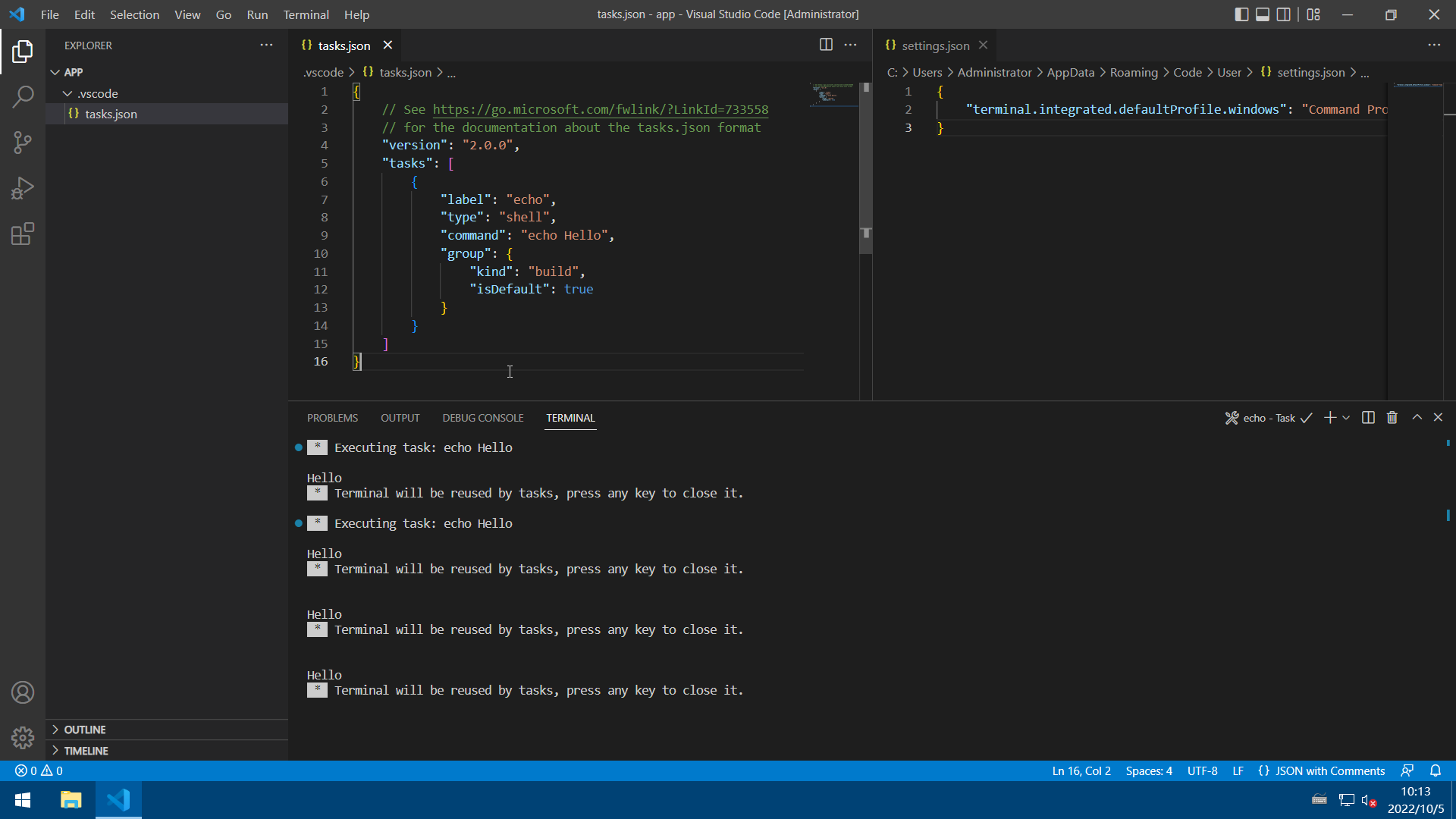 Terminal does not output `Executing task:` after `Run Build Task` more ...