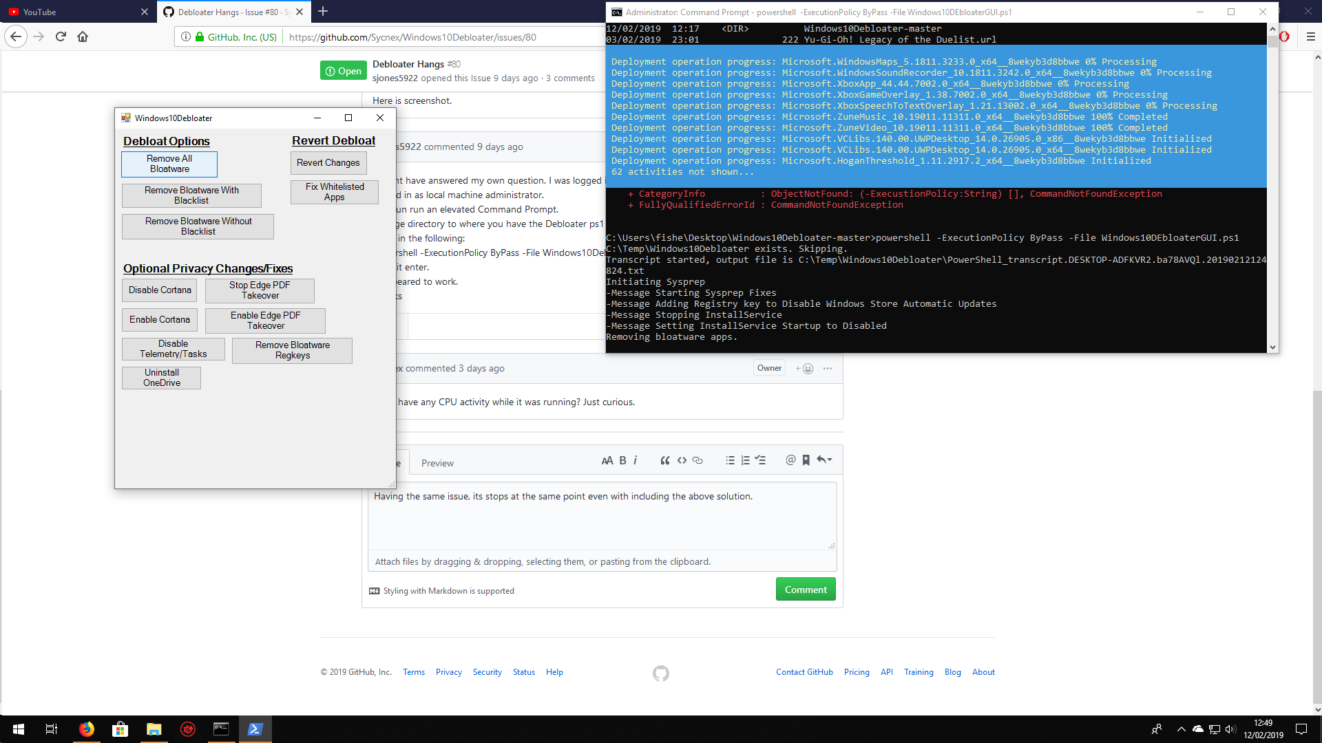 Debloater Hangs · Issue 80 · Sycnex/Windows10Debloater · GitHub