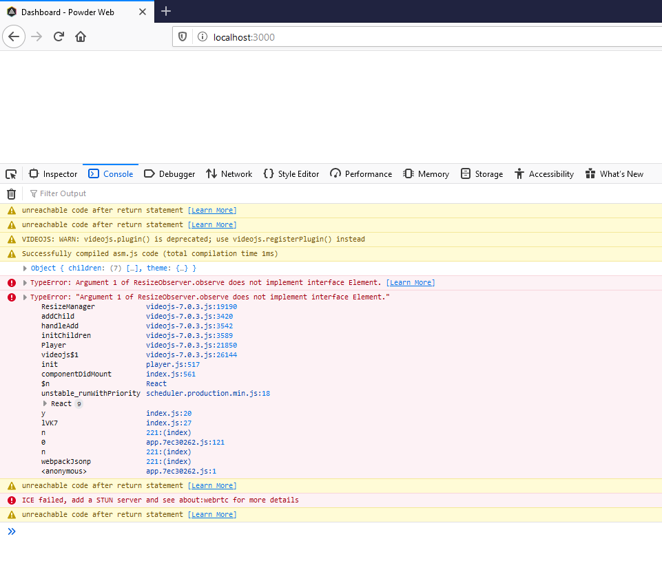 Dashboard is a blank page in Browser · Issue #41 · jaruba/PowderWeb ...