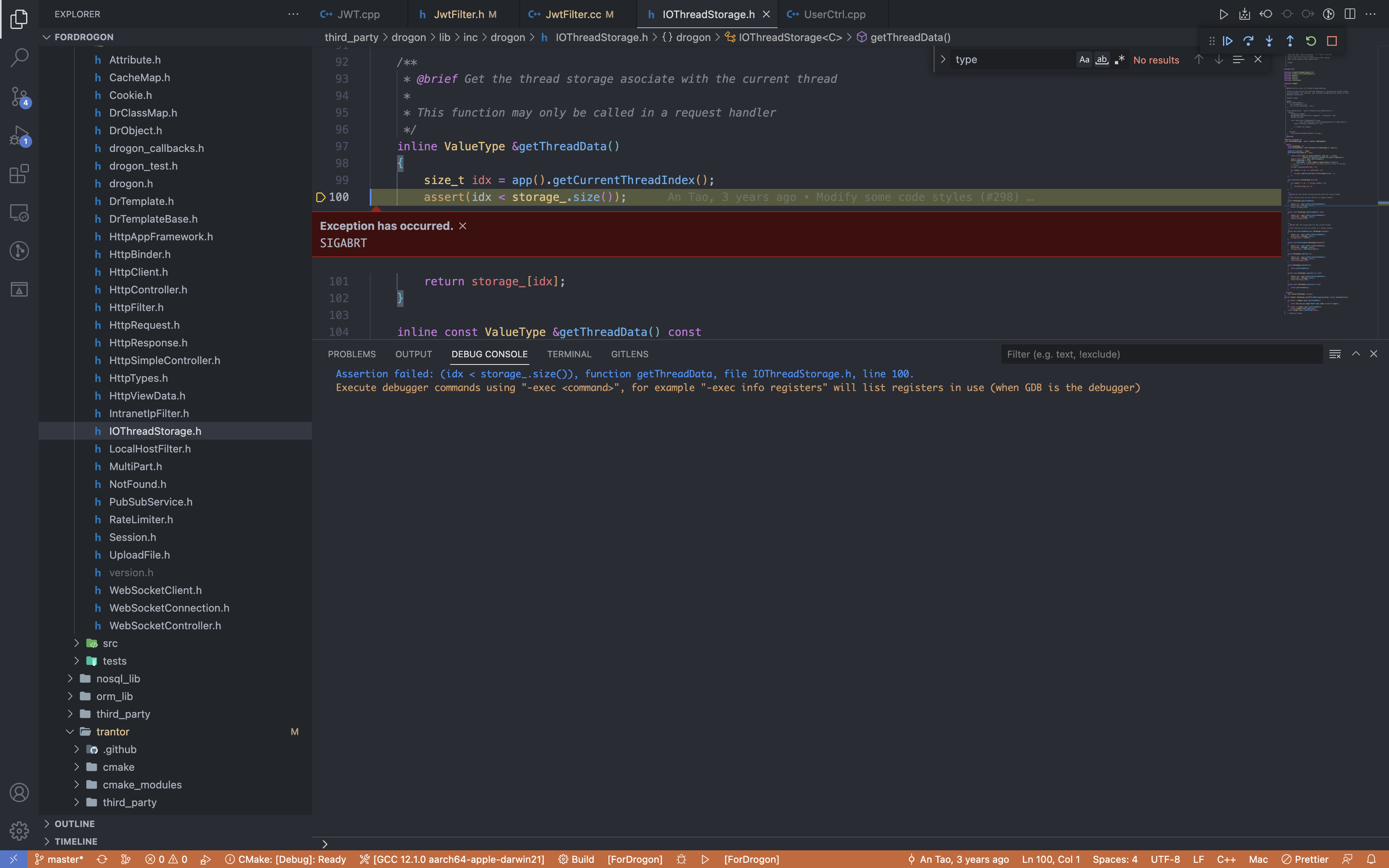Coroutine filter: Assertion failed: (idx