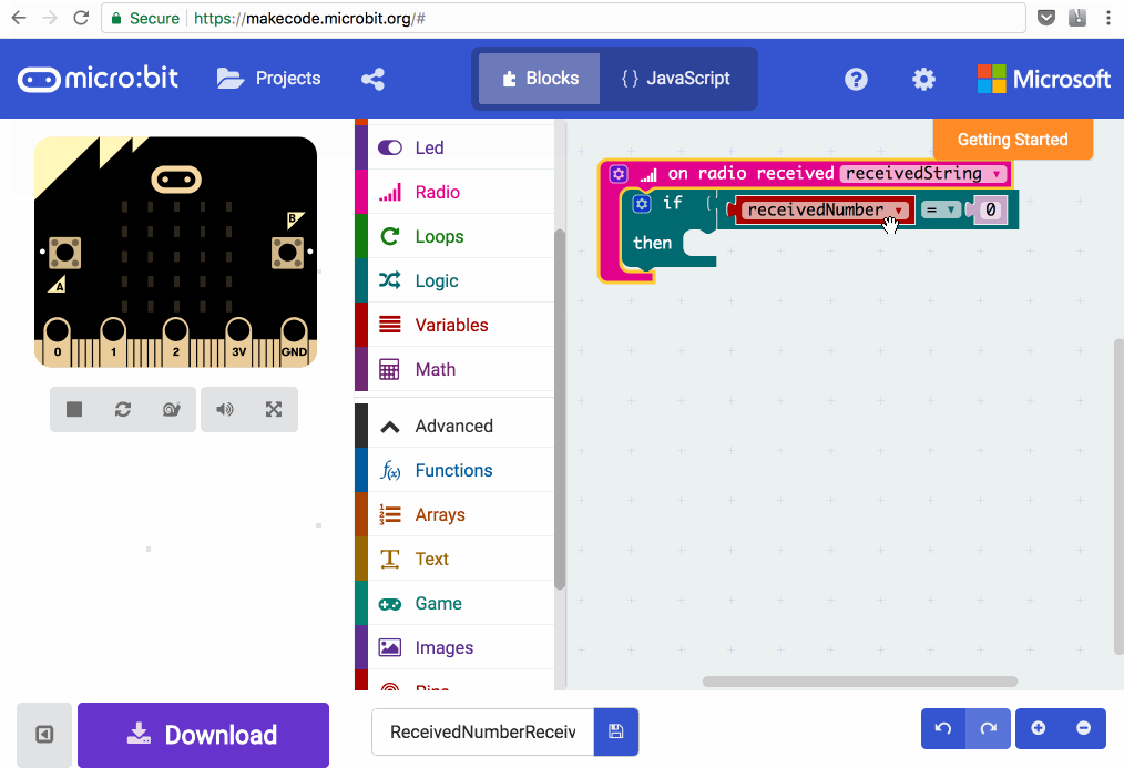 Micro Bit Received String Error using radio receivedNumber/String if variable is already declared ...