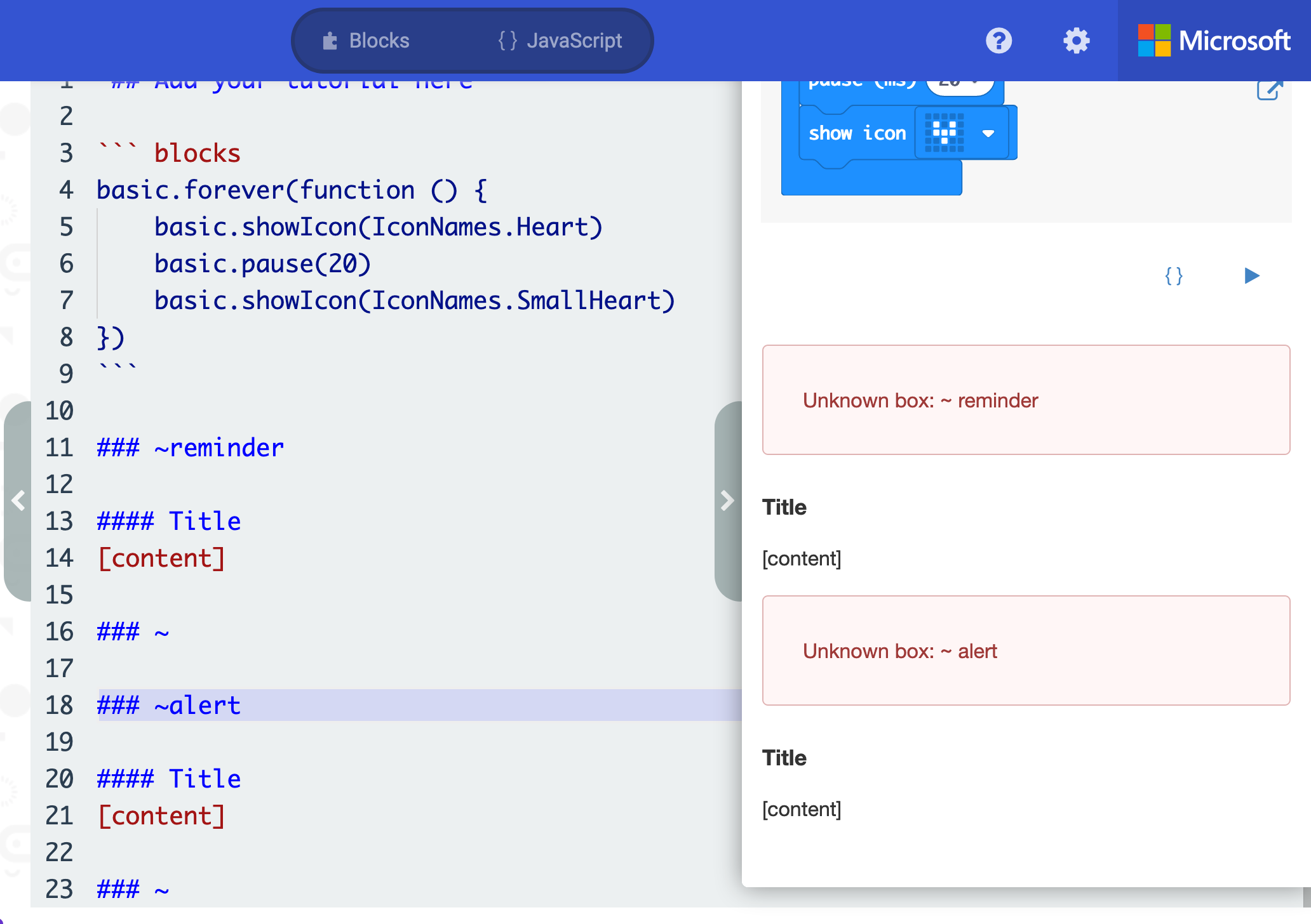 github - microsoft pxt-microbit: a blocks javascript... Feature: Support message blocks in sidebar docs · Issue #2581 ...