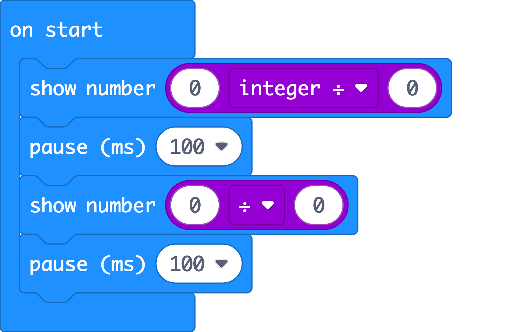 Inconsistency in integer divison with 0 · Issue #3336 · microsoft/pxt ...