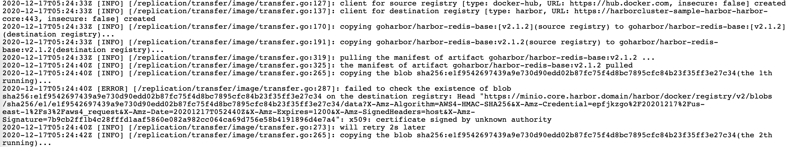 Replication failed x509 error when redirect is true · Issue 347