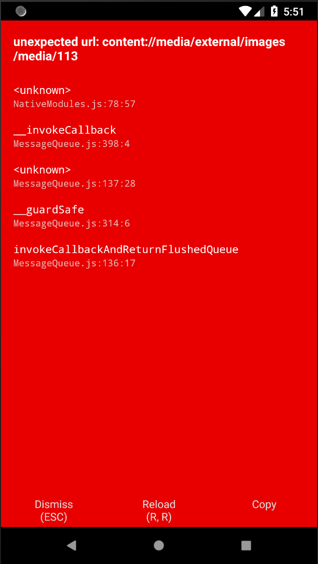 expogl is not working to show a picture in camera roll on Android