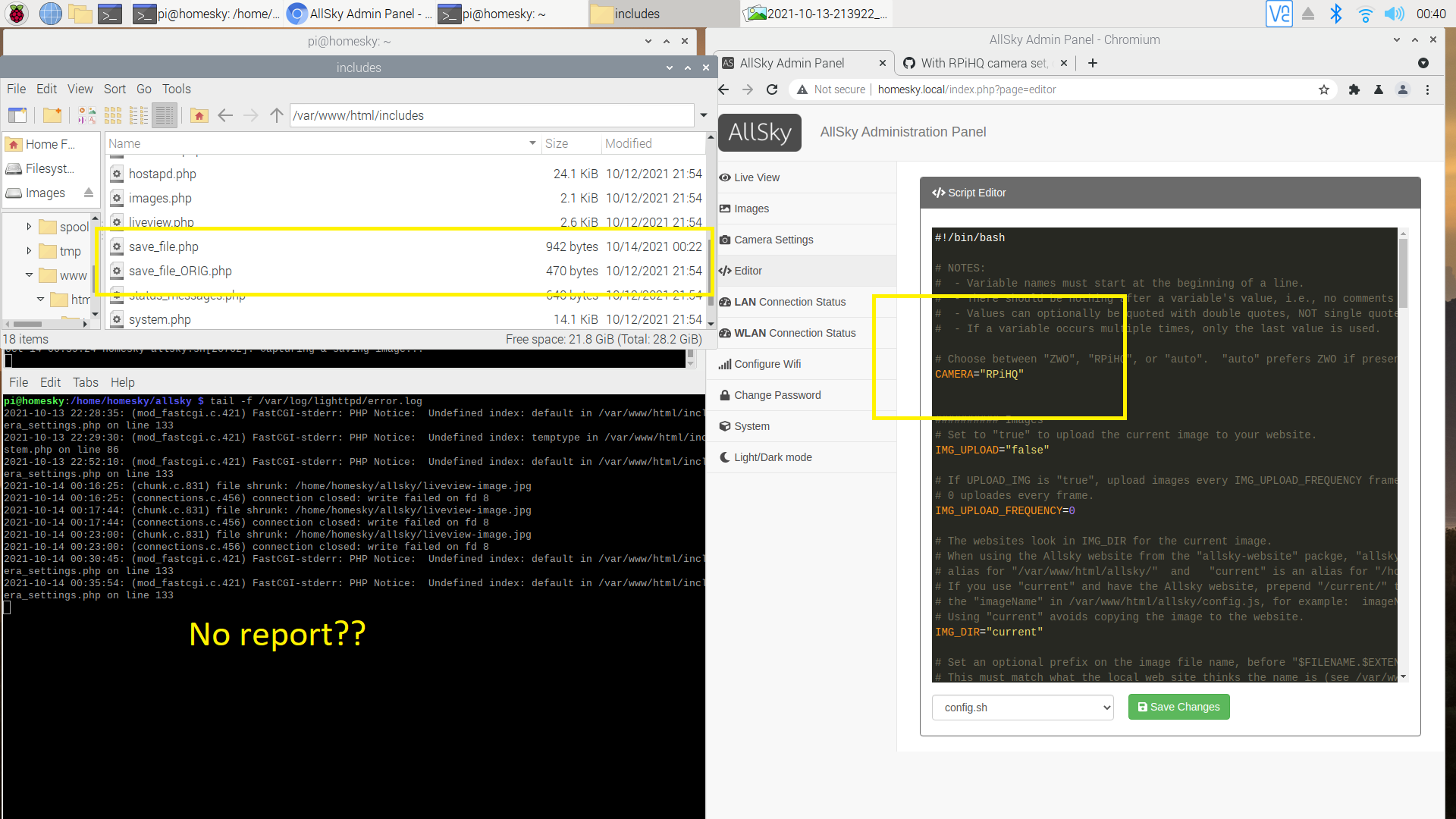 Saving config.sh in editor window doesnt work. · Issue 47 · thomasjacquin/allskyportal · GitHub