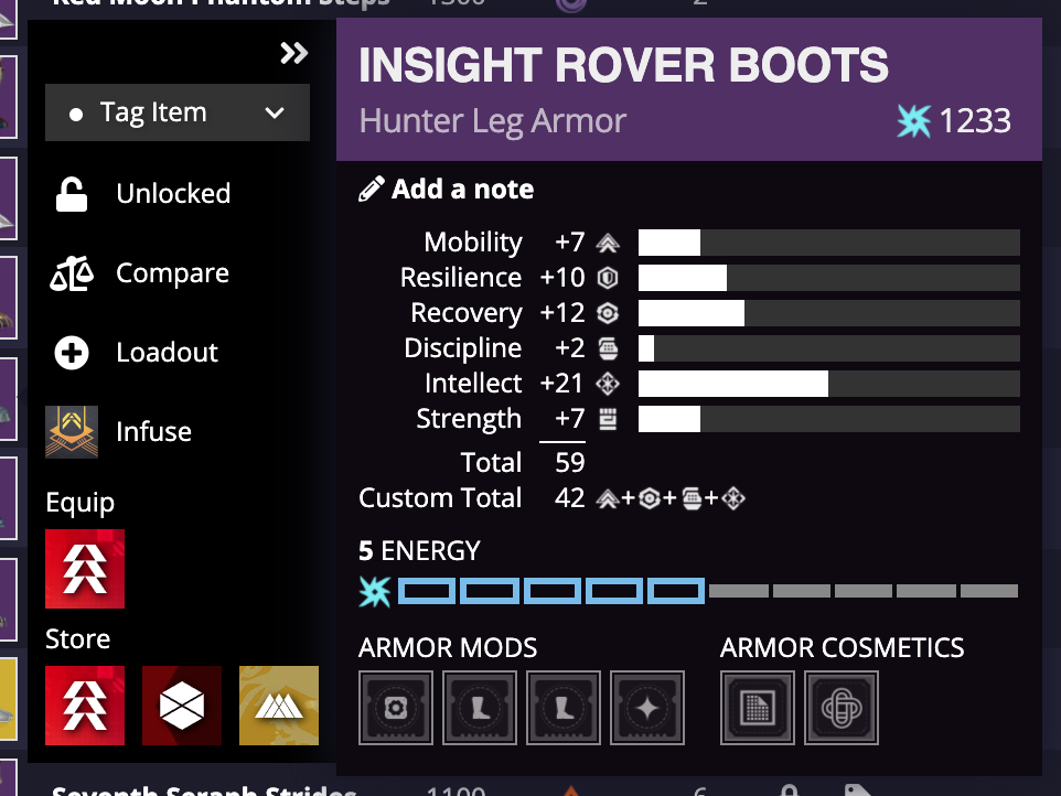 Empty mod socket shows up in the "Perks, Mods & Shaders" column of