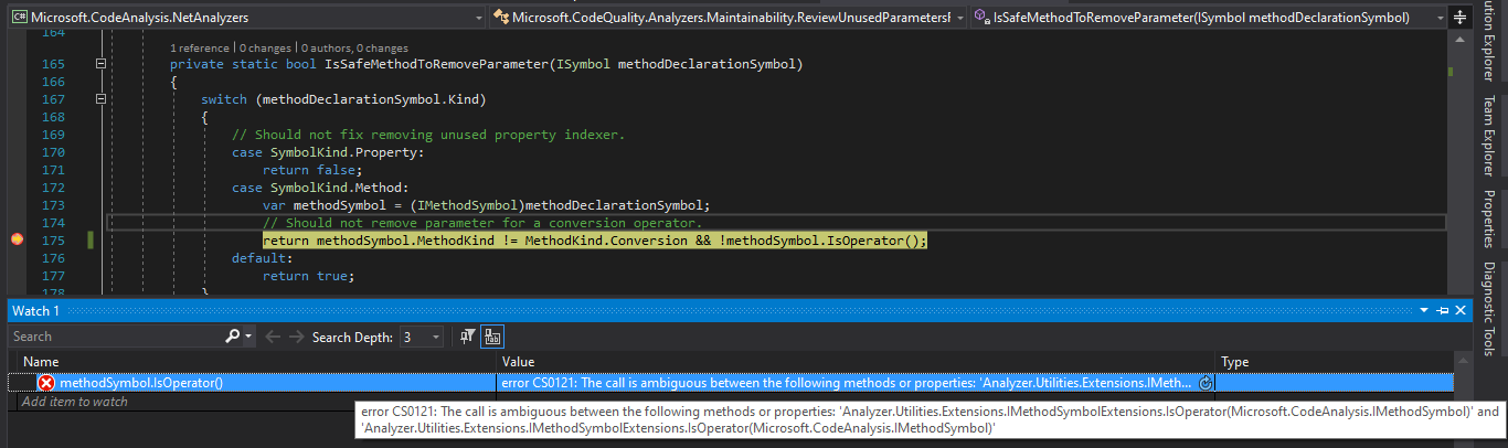 CS0121 in debugger watch window · Issue #50529 · dotnet/roslyn · GitHub