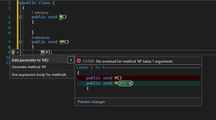 Adding a parameter quick-fix · Issue #805 · dotnet/roslyn · GitHub