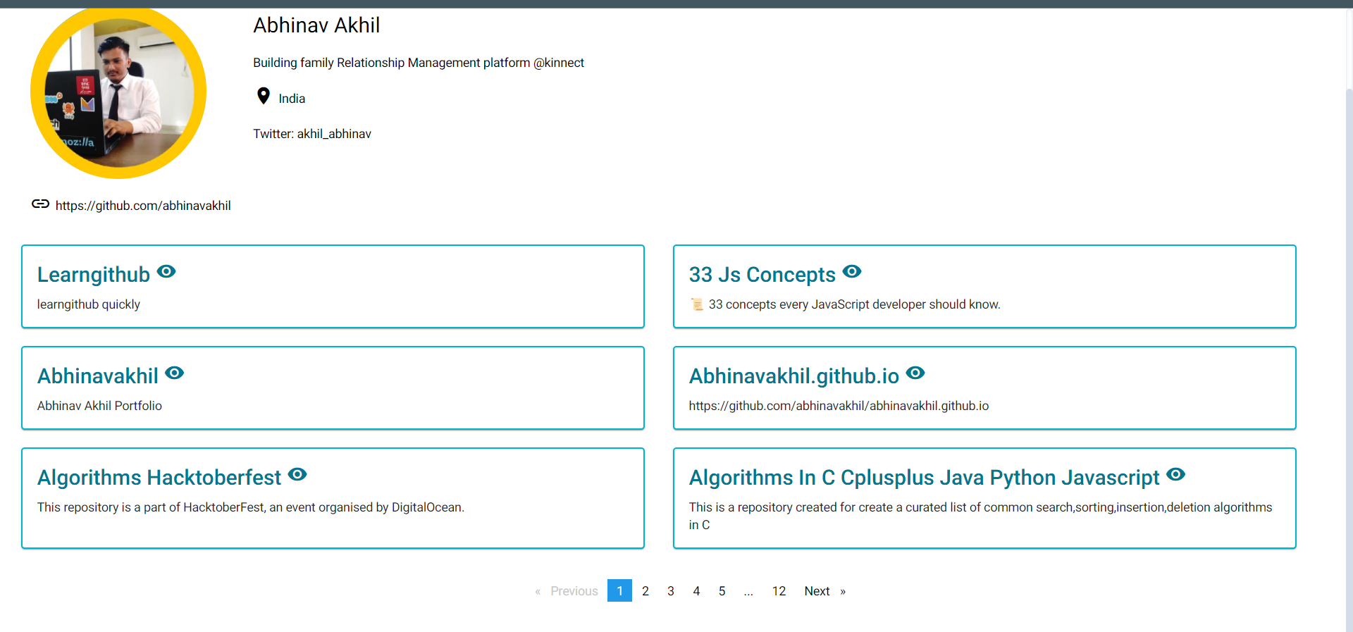 GitHub - abhinavakhil/Repositories-Lisiting: Github Repositories listing