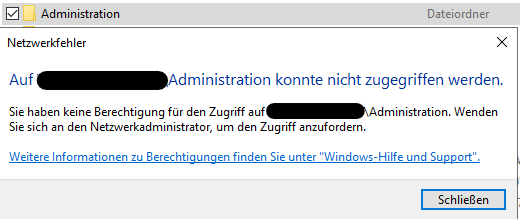Show dialog when accessing folders without read/write permissions ...