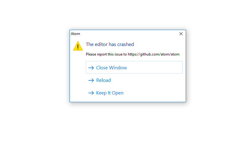 Atom 1.28.1 random crash while idle. · Issue #17642 · atom/atom · GitHub