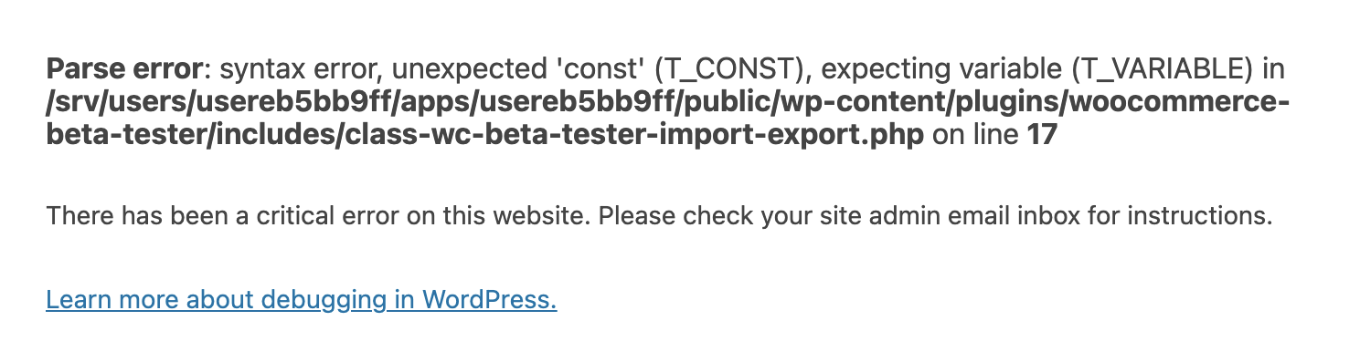 Site crashes when plugin installed · Issue #103 · woocommerce ...