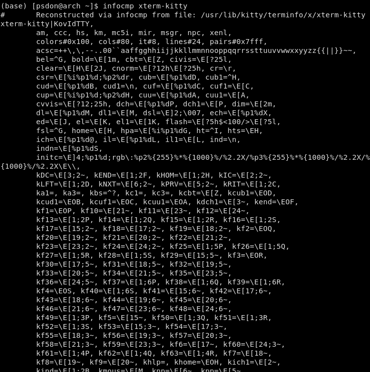 sudo infocmp xtermkitty couldn't open terminfo file xtermkitty