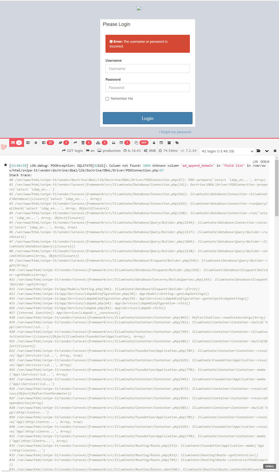 Unauthenticated - AuthenticationException - No matching records · Issue ...