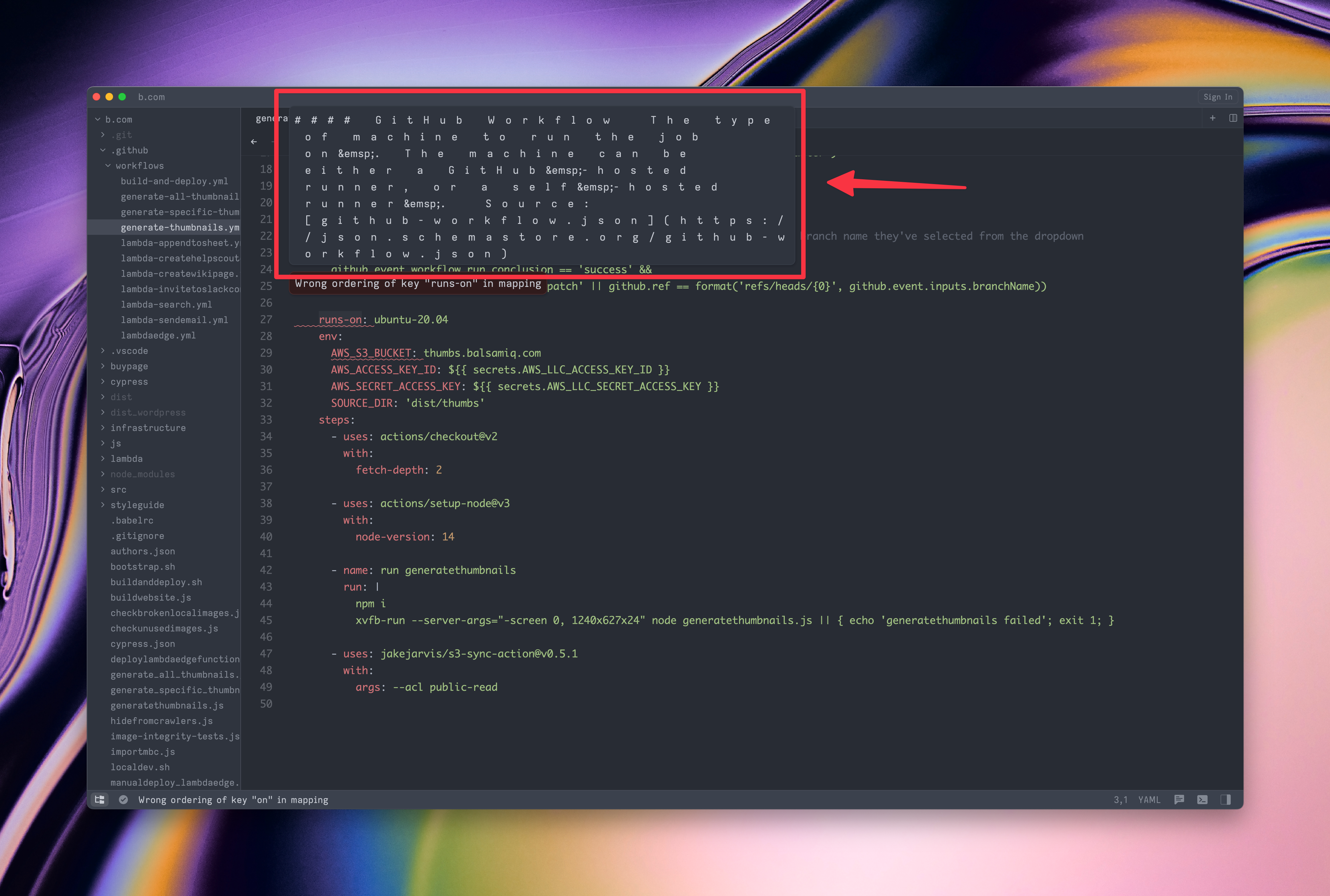 GitHub workflow linting (?) error popup is visually broken · Issue ...