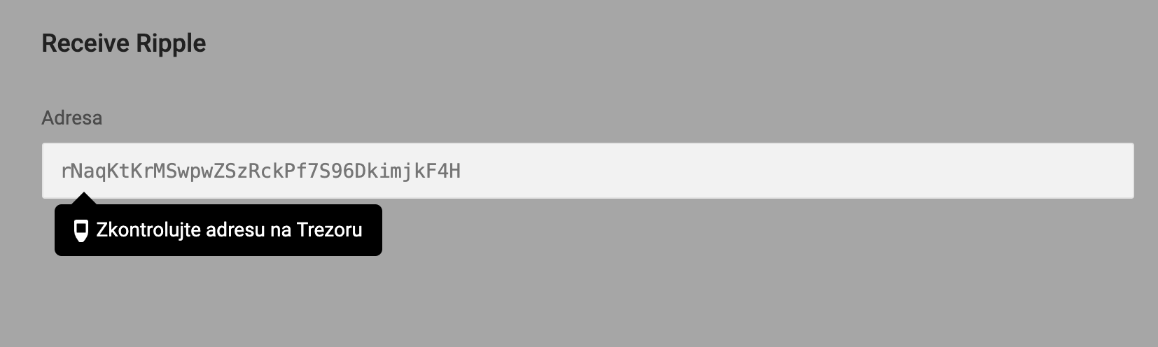 QR code for Ripple on Trezor device contains address in capitals · Issue  #575 · trezor/trezor-wallet