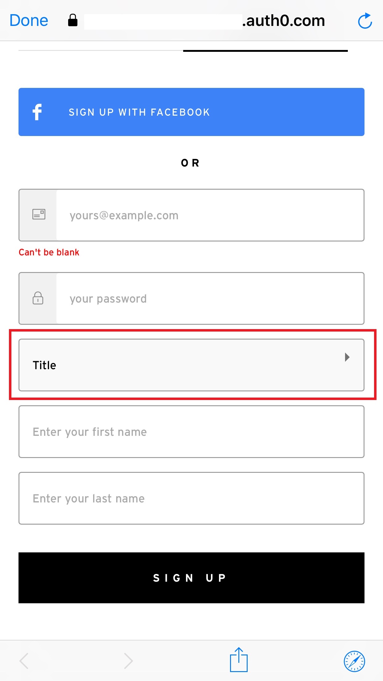 White_silver様確認ページ Title selection in Sign up page seems to be missing top of page