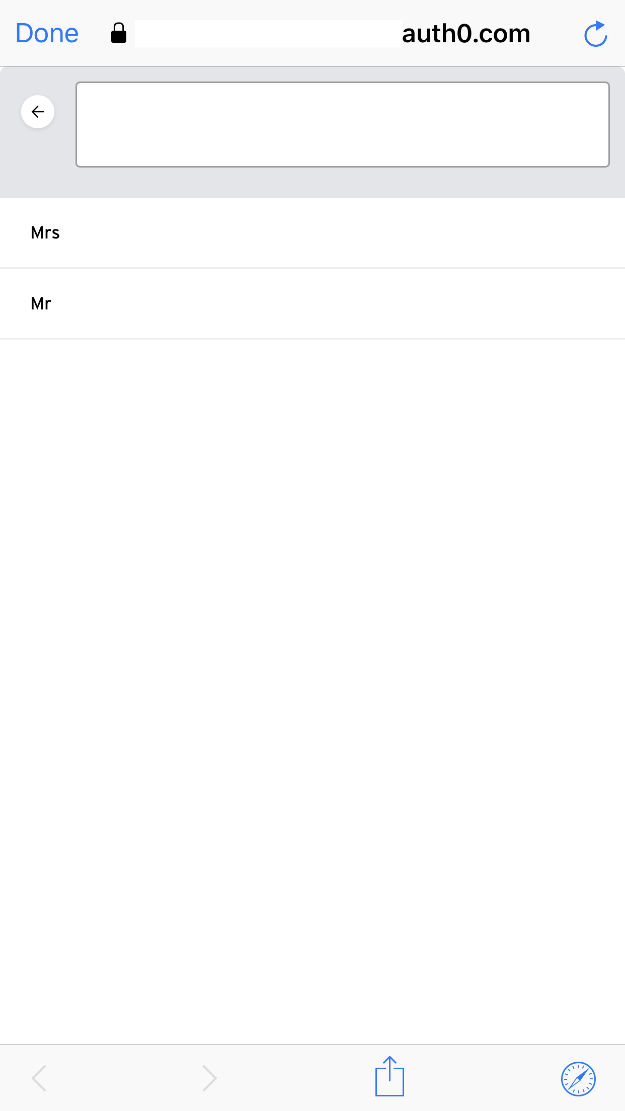 Title selection in Sign up page seems to be missing top of page