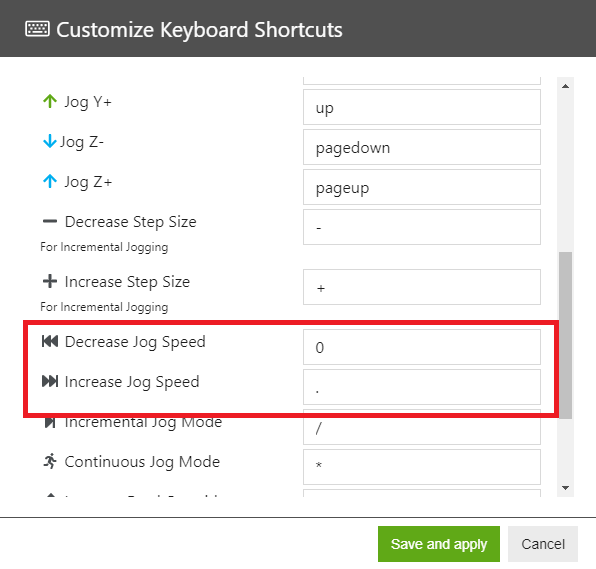 Keyboard shortcut for Jog speed slider +/ · Issue 206 · OpenBuilds/OpenBuildsCONTROL · GitHub