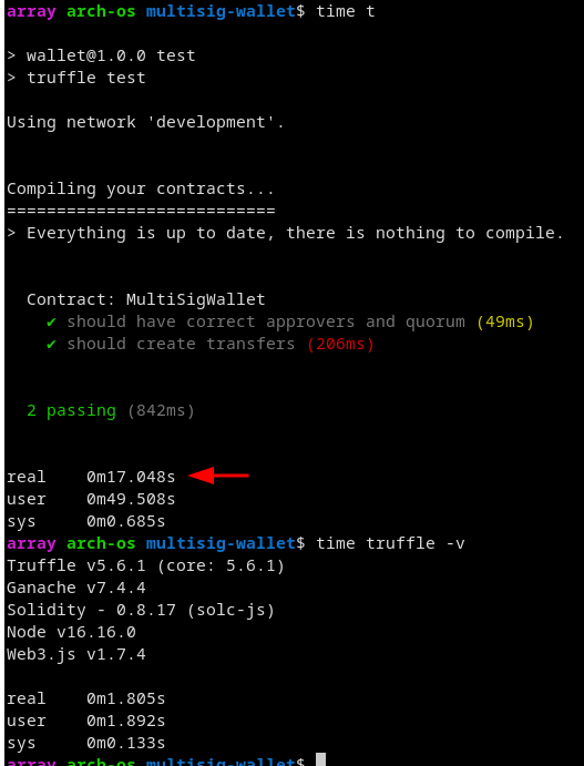 Truffle version from 5.1.49 to later versions slows down tests