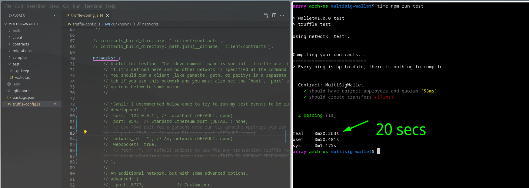 Truffle version from 5.1.49 to later versions slows down tests