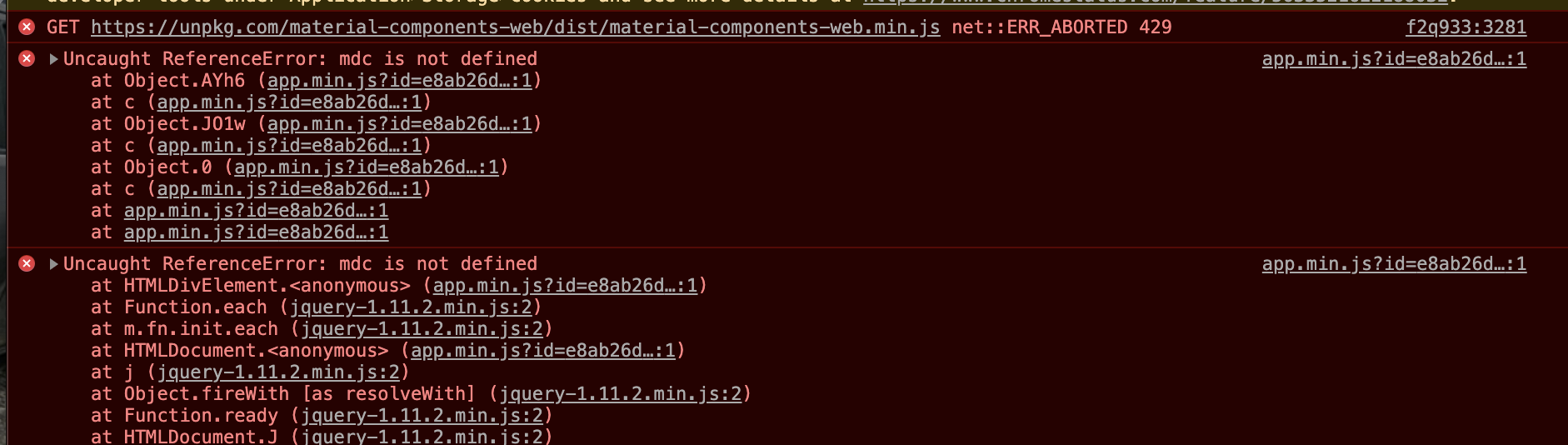Cant load material io resources CDN! · Issue #5385 · material ...